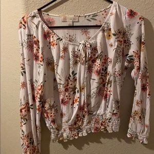 Floral Crop top long sleeve shirt